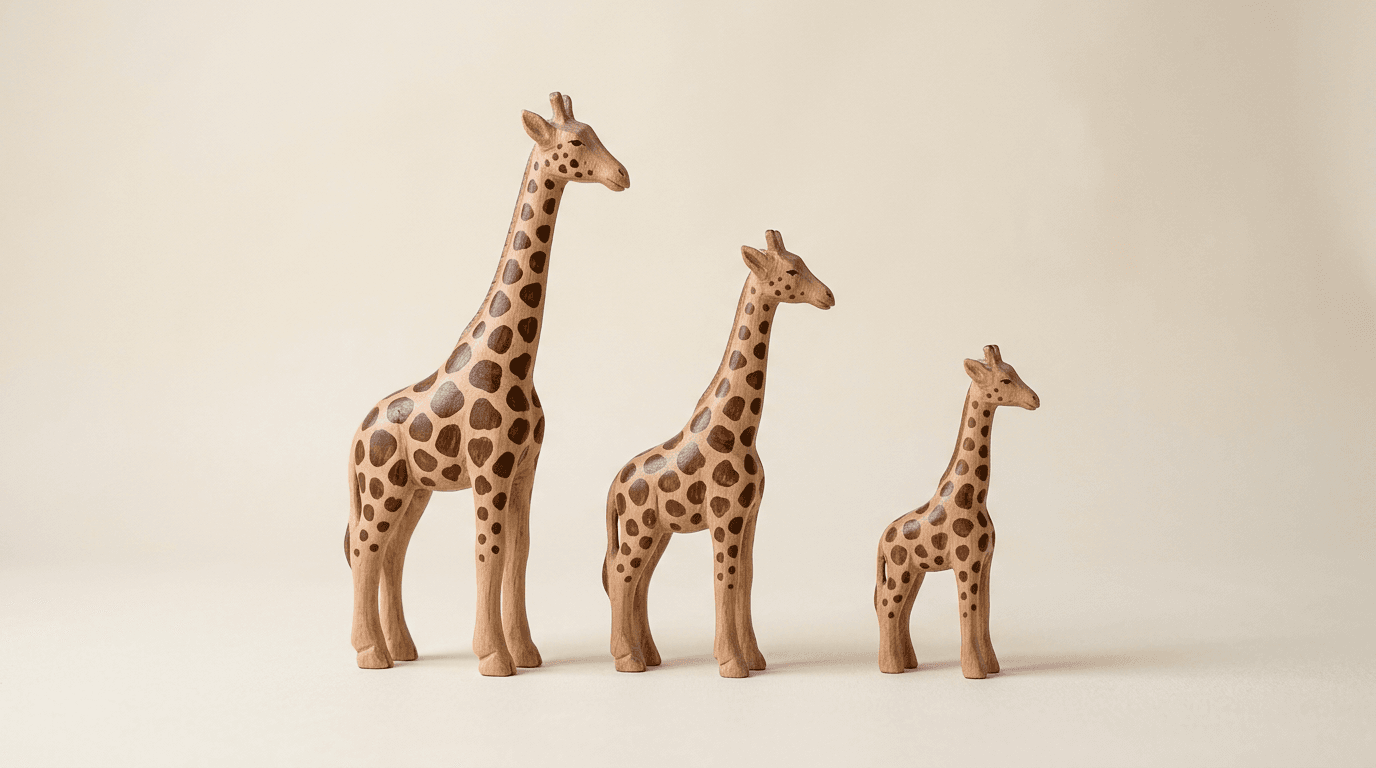 Carved Giraffe Family