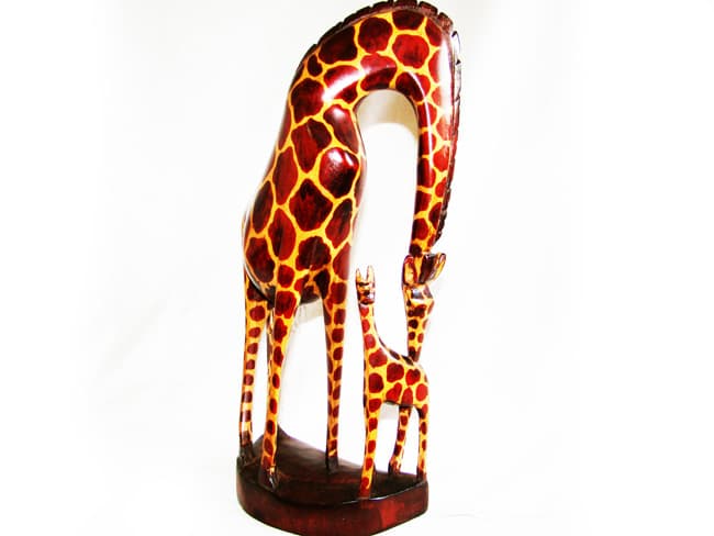 Giraffe Bending with Baby
