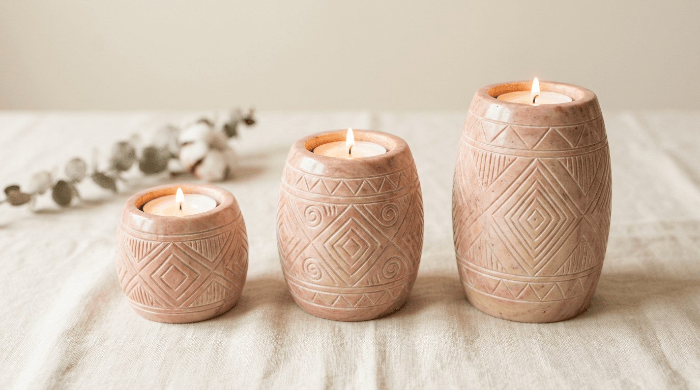 Soapstone Candle Holder Set